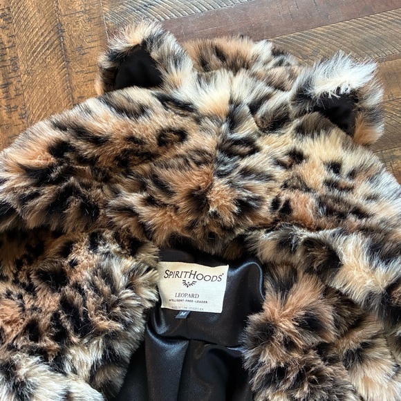 Spirit Hoods Leopard Print Faux Fur Coat hooded with ears SOLD OUT Sz Medium - Picture 5 of 15